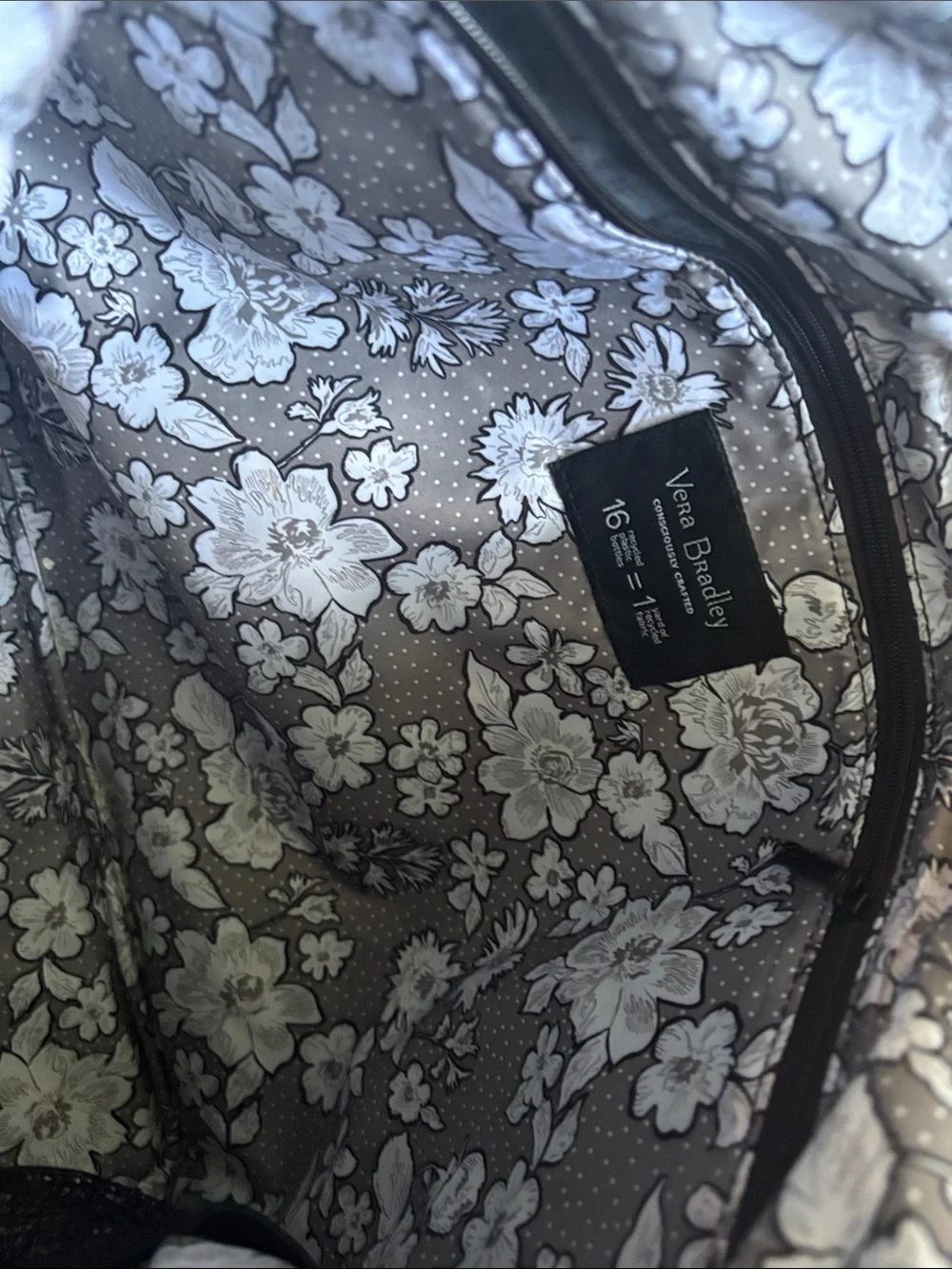 Vera Bradley Gray Duffel Tote Bag